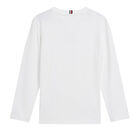 Boys White Logo Long Sleeve Top, 2, hi-res