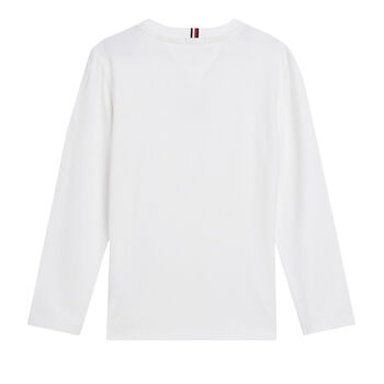 Boys White Logo Long Sleeve Top