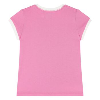 Girls Pink Cotton Logo T-Shirt