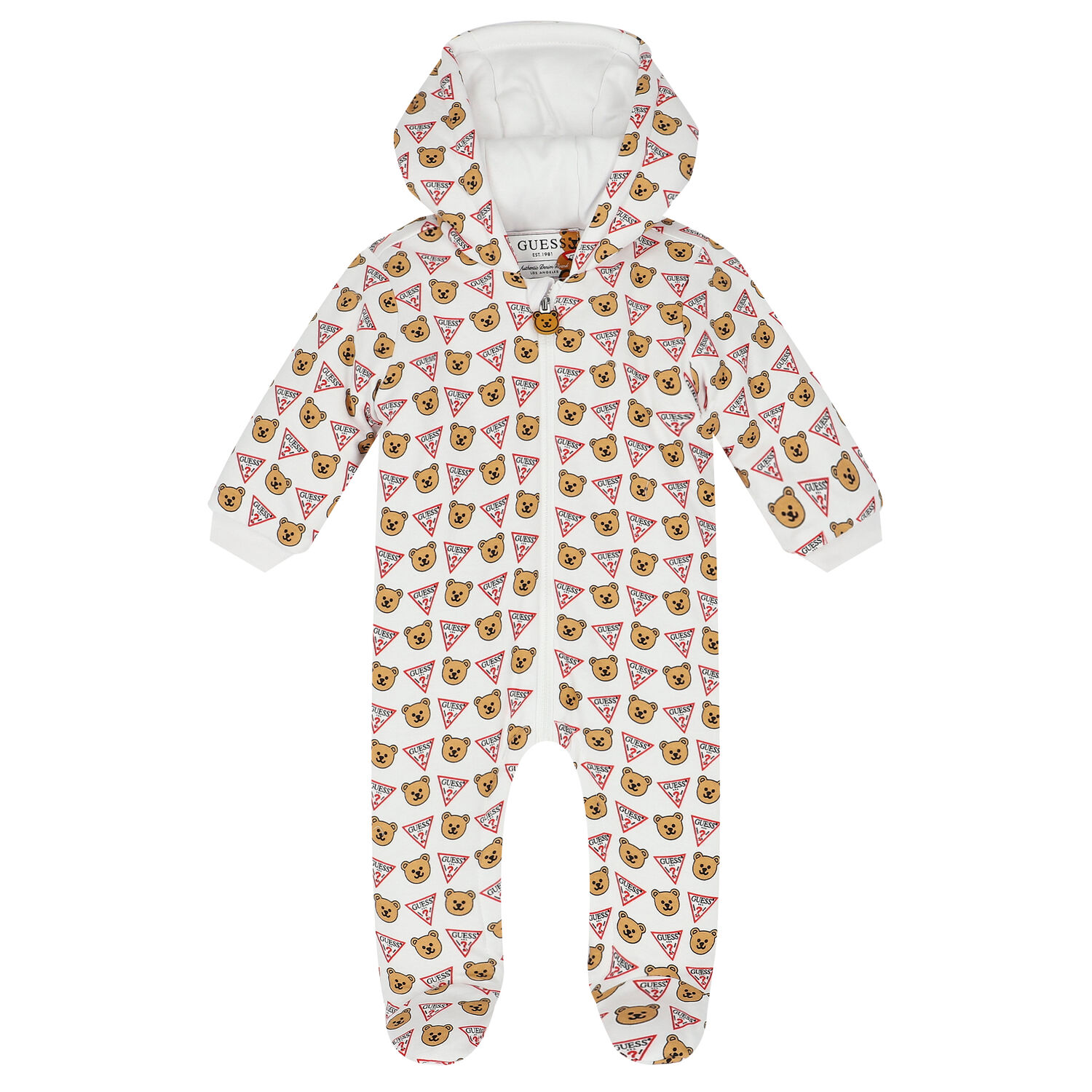 White Bear Logo Padded Babygrow, 2, hi-res