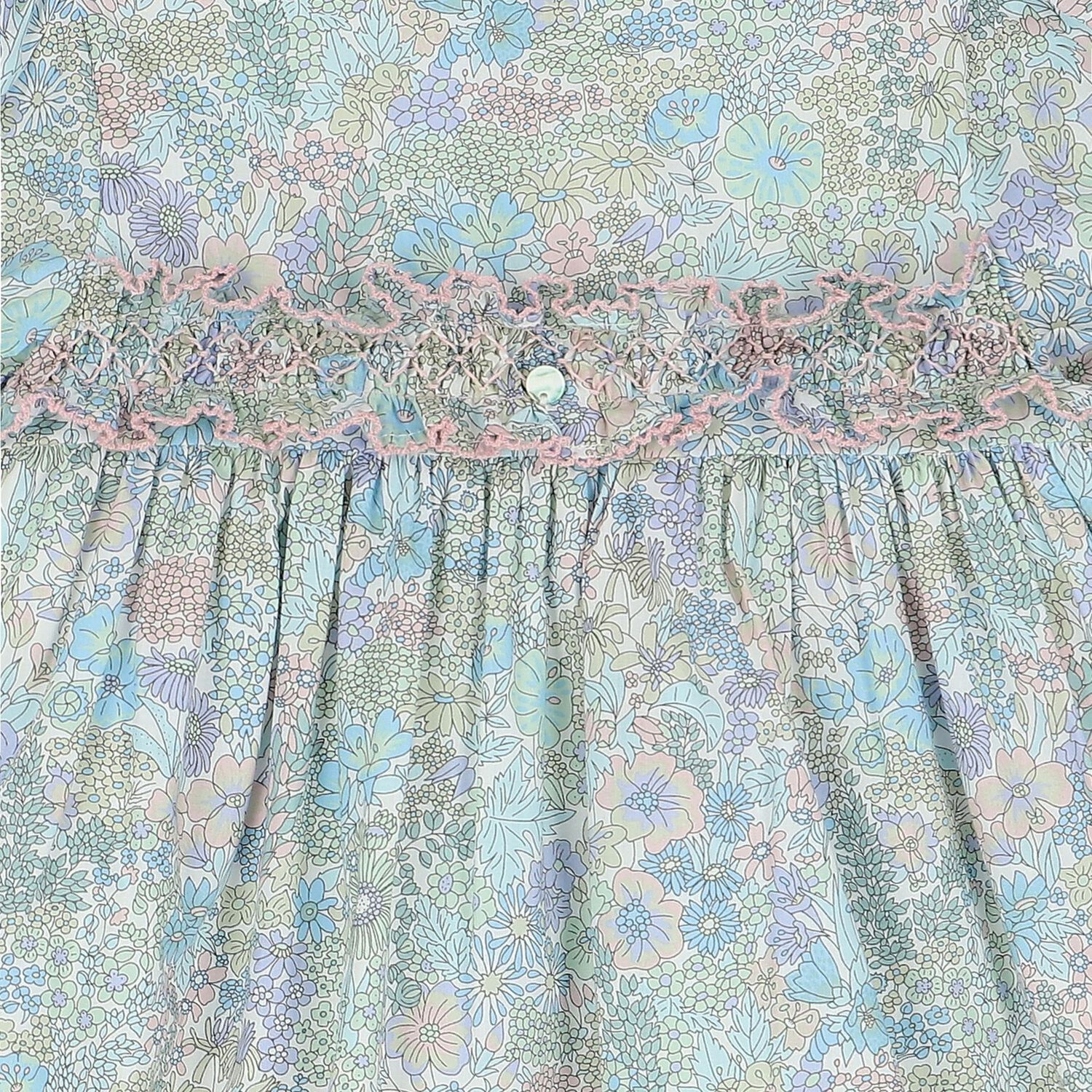 Baby Girls Green & Blue Liberty Dress, 1, hi-res image number null