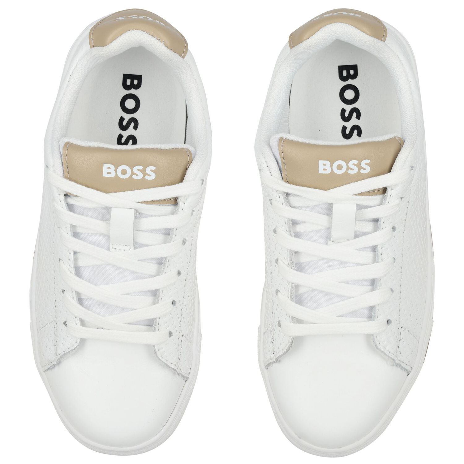 Boys White Logo Trainers, 1, hi-res