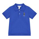 Baby Boys Blue Polo Bear Polo Shirt, 1, hi-res