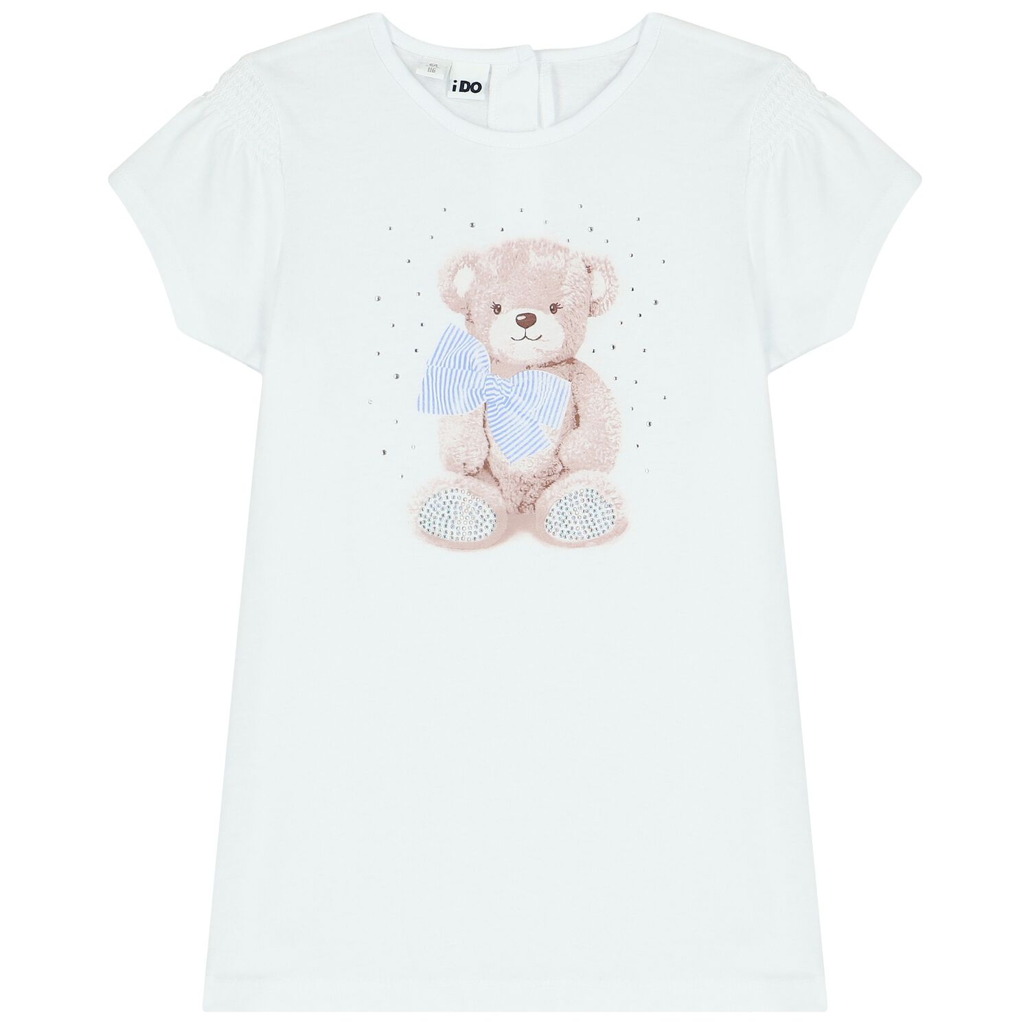 Girls White Teddy Bear T-Shirt, 1, hi-res image number null