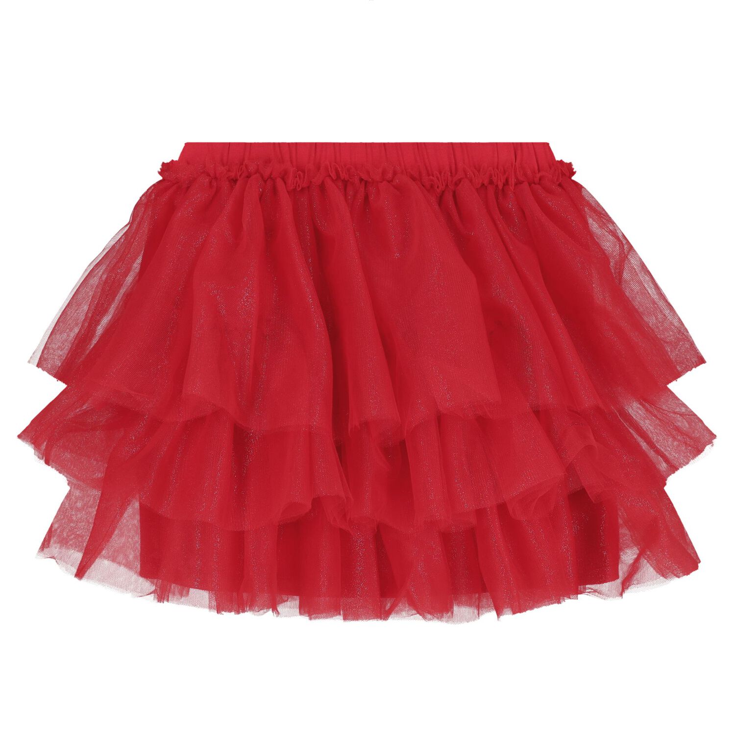 Girls White & Red Tulle Skirt Set, 1, hi-res