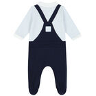 Baby Boys Navy Blue & Pale Blue Logo Babygrow, 1, hi-res
