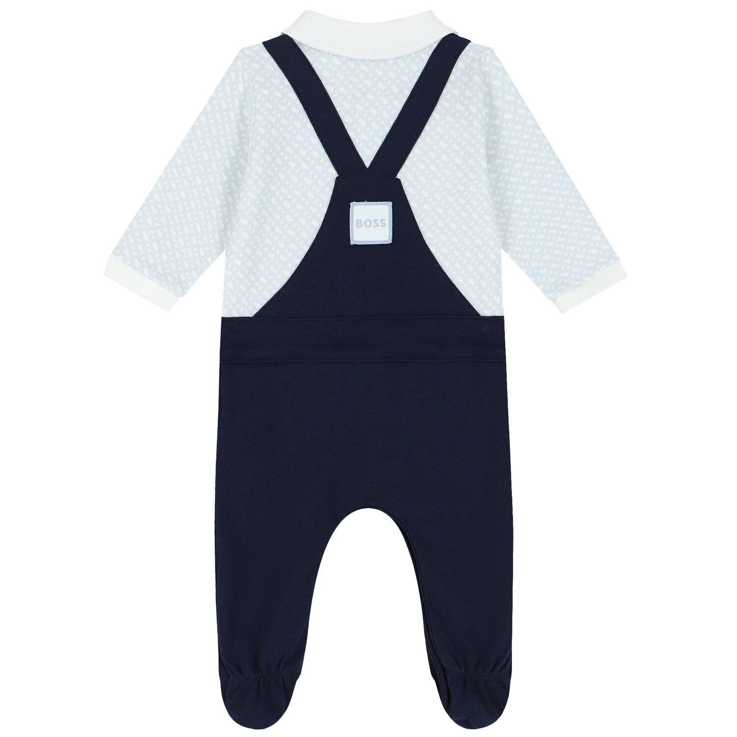 Baby Boys Navy Blue & Pale Blue Logo Babygrow, 1, hi-res