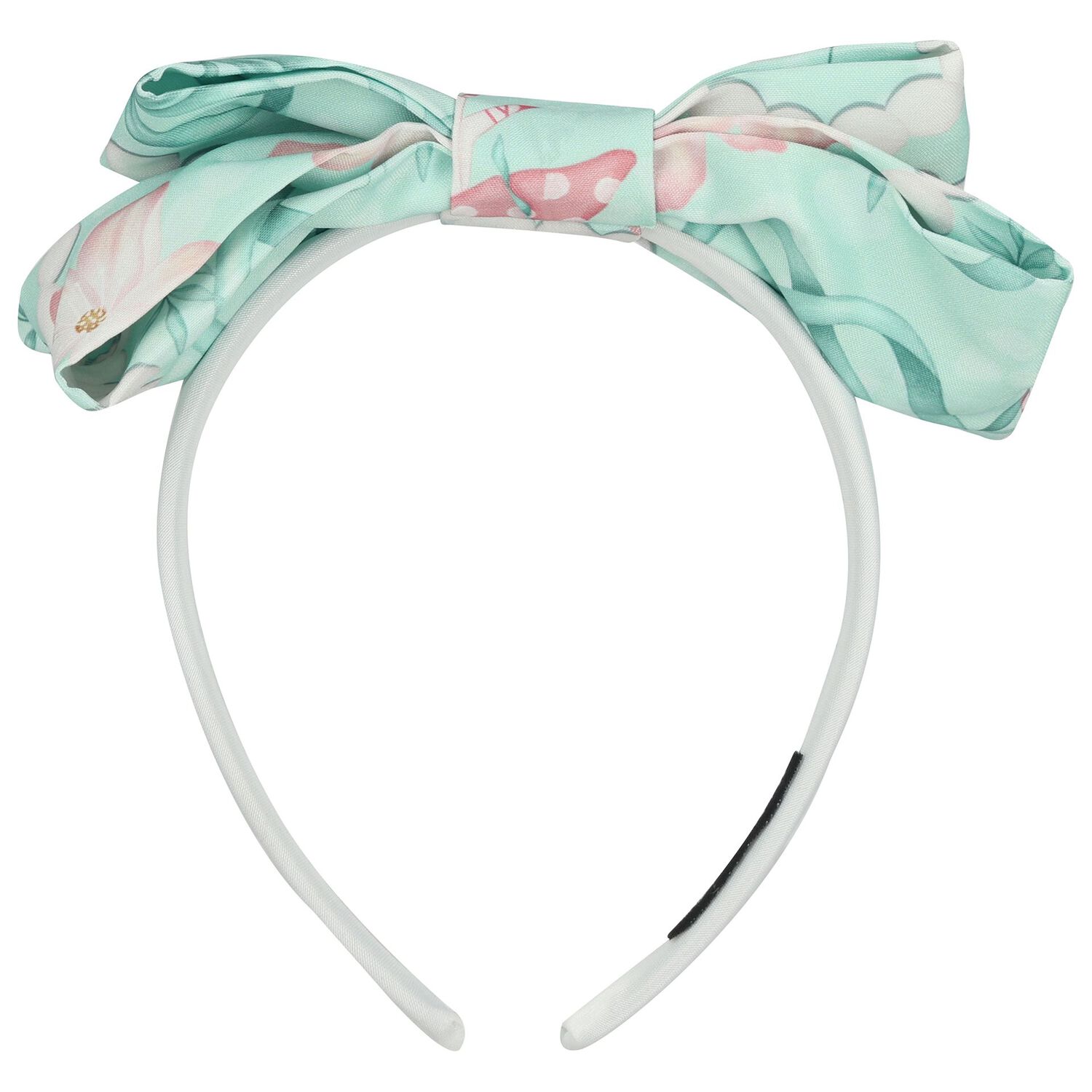 Girls White & Mint Green Bow Headband, 1, hi-res
