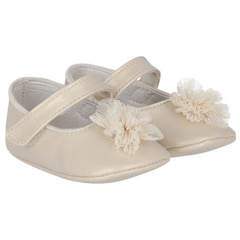 Baby Girls Gold Flower Pre Walker Shoes