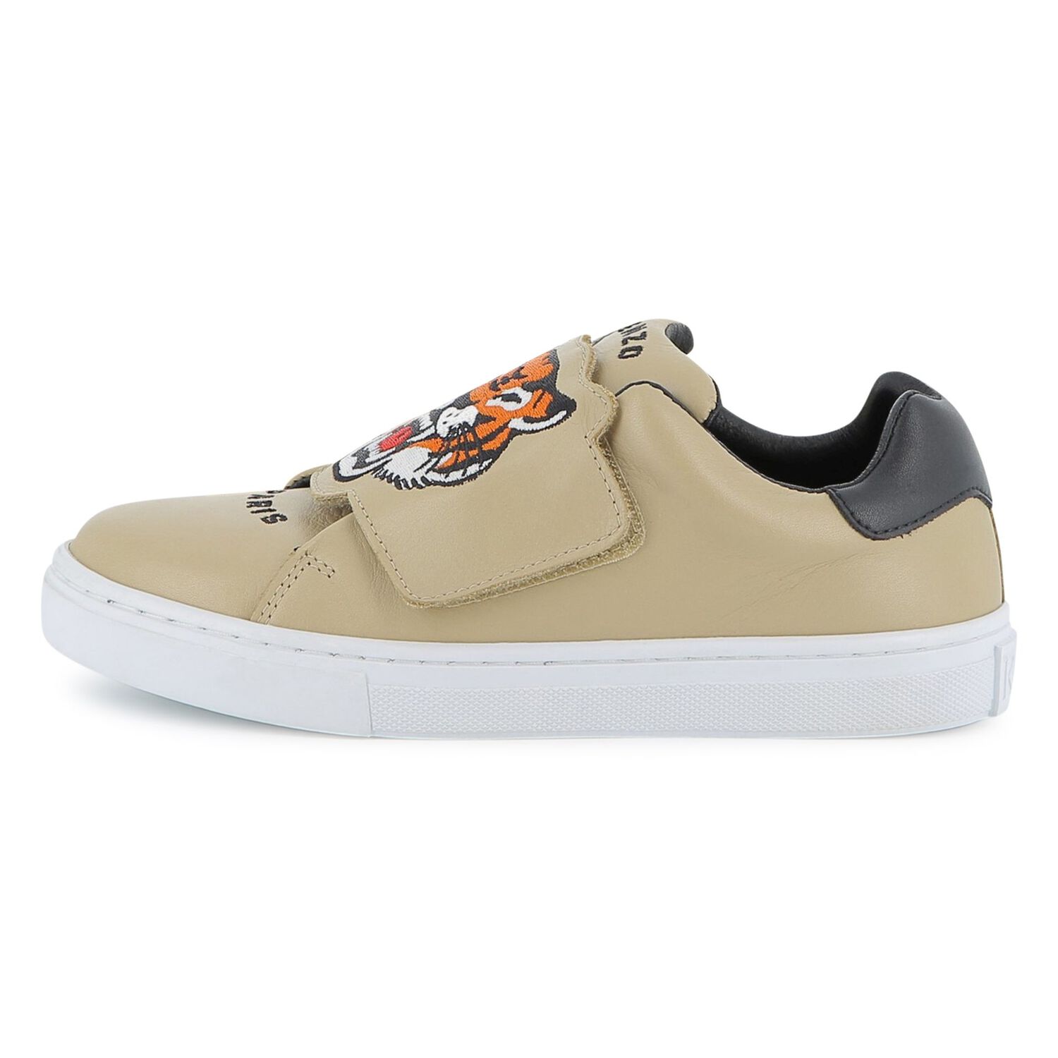 Beige Tiger Logo Trainers, 1, hi-res