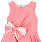 Girls Pink Satin Bow Dress, 1, hi-res