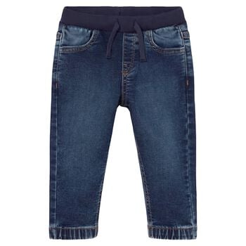 Younger Boys Navy Blue Denim Joggers