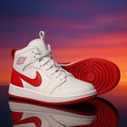 White & Red Jordan 1 Mid Easyon Trainers, 1, hi-res