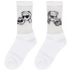 Girls White Karl & Choupette Socks, 1, hi-res