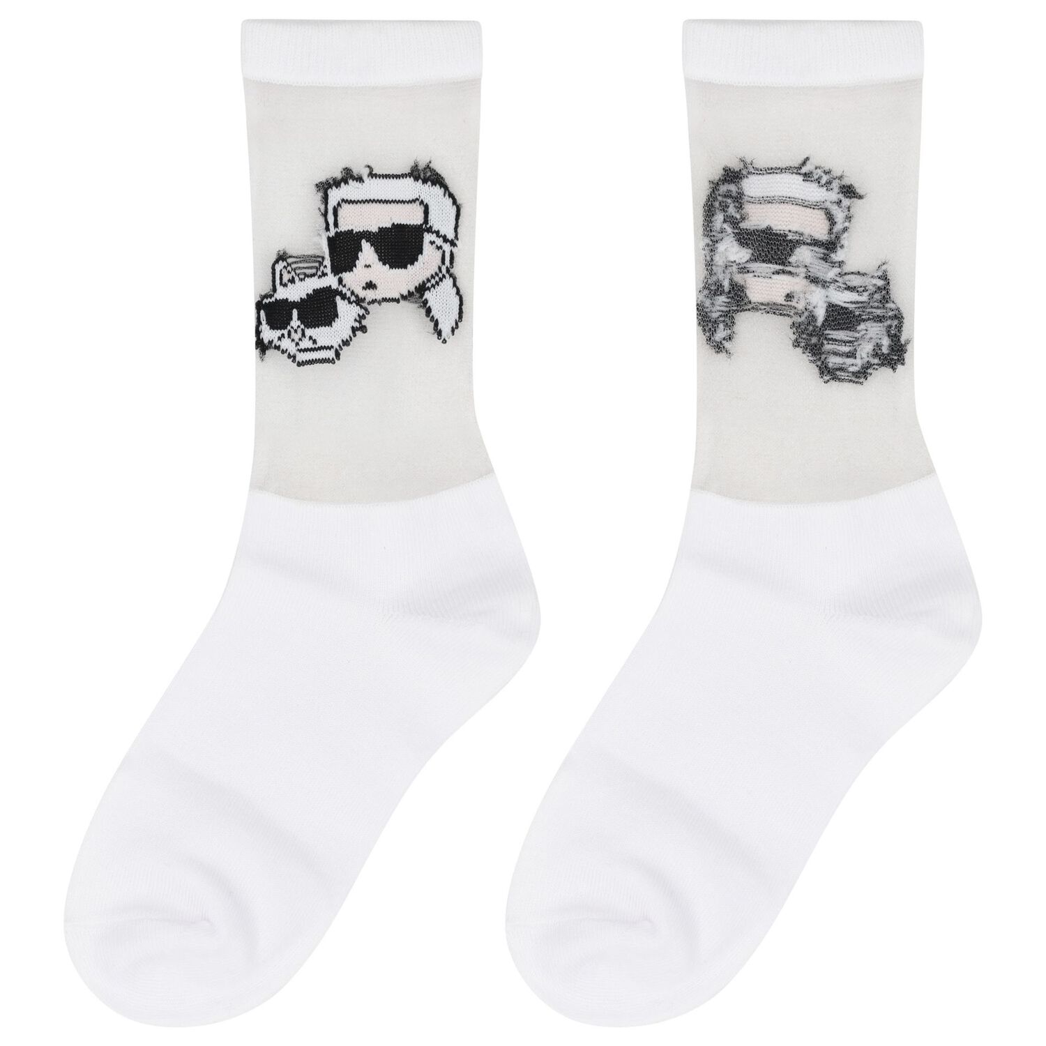 Girls White Karl & Choupette Socks, 1, hi-res image number null