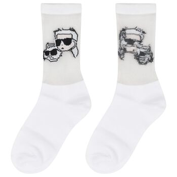 Girls White Karl & Choupette Socks