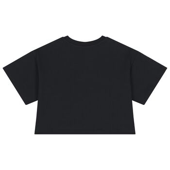 Girls Black Teddy Bear Logo T-Shirt
