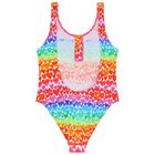 Girls Multi-Coloured Hearts Swimsuit, 1, hi-res