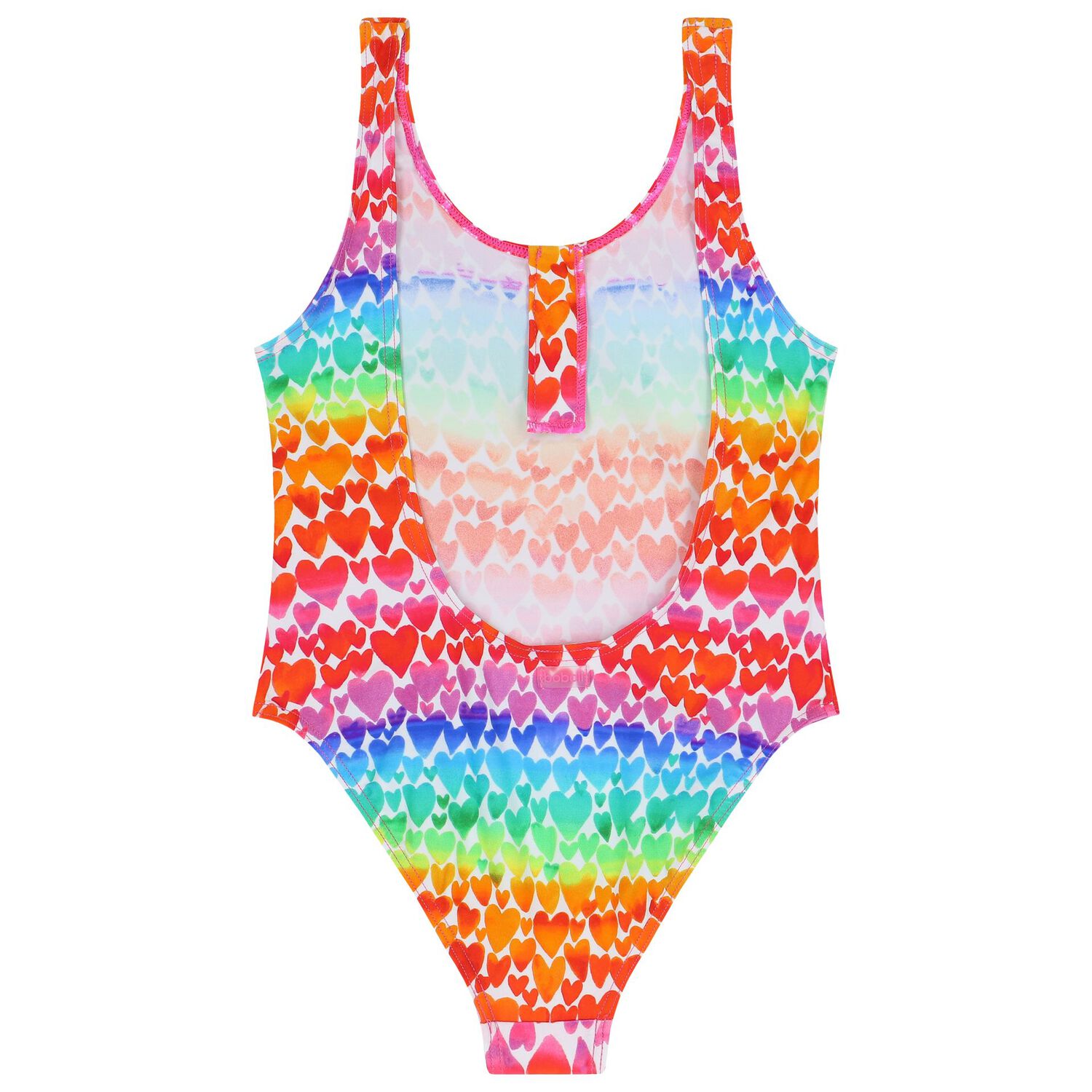 Girls Multi-Coloured Hearts Swimsuit, 1, hi-res