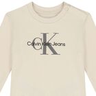 Baby Boys Beige Logo Long Sleeve Top, 2, hi-res