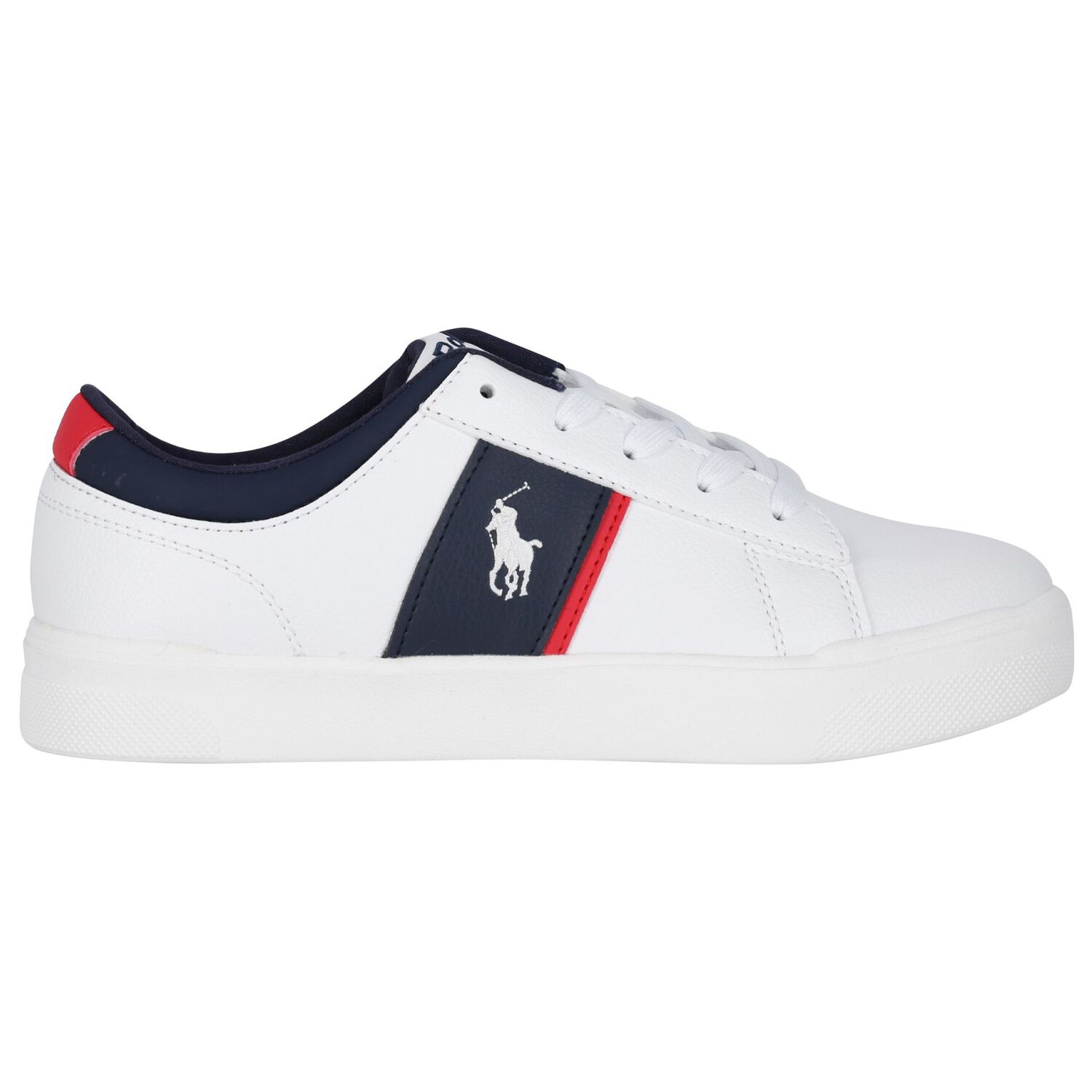 Boys White & Navy Blue Logo Trainers, 1, hi-res image number null