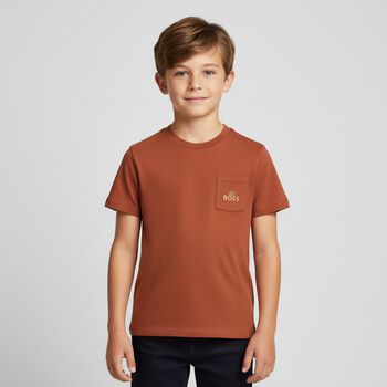 Boys Rust Orange Logo T-Shirt
