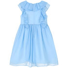 Girls Blue Chiffon Dress, 1, hi-res