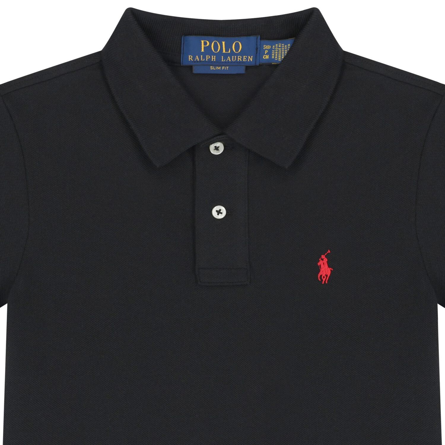 Boys Black Logo Polo Shirt, 1, hi-res