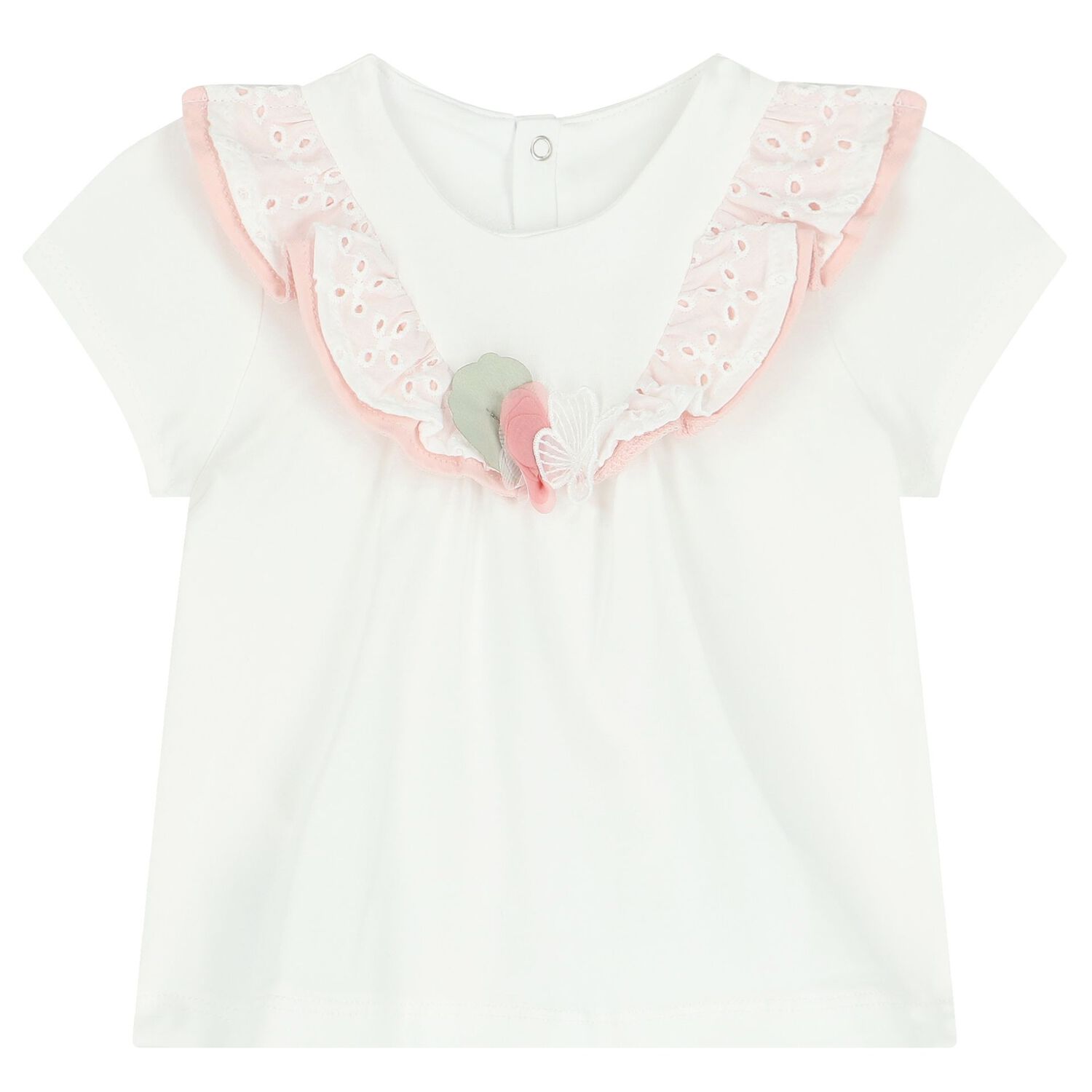 Baby Girls White & Pink Shorts Set (4 Piece), 1, hi-res image number null