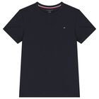 Boys Navy & White Cotton Logo T-Shirts ( 2-Pack ), 1, hi-res