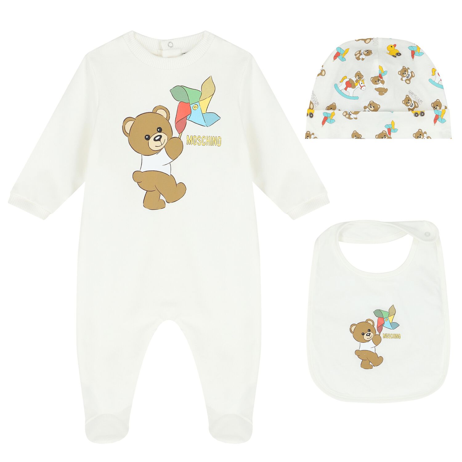 Ivory Teddy Bear Logo Babygrow Gift Set, 1, hi-res image number null
