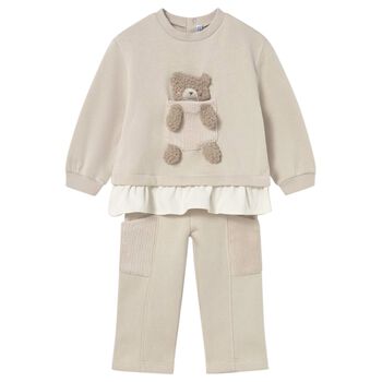 Mayoral Younger Girls Beige Teddy Bear Tracksuit, 3 Younger Girls Beige Teddy Bear Tracksuit