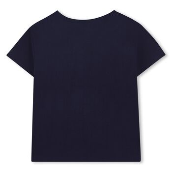 Girls Navy Blue Embellished T-Shirt