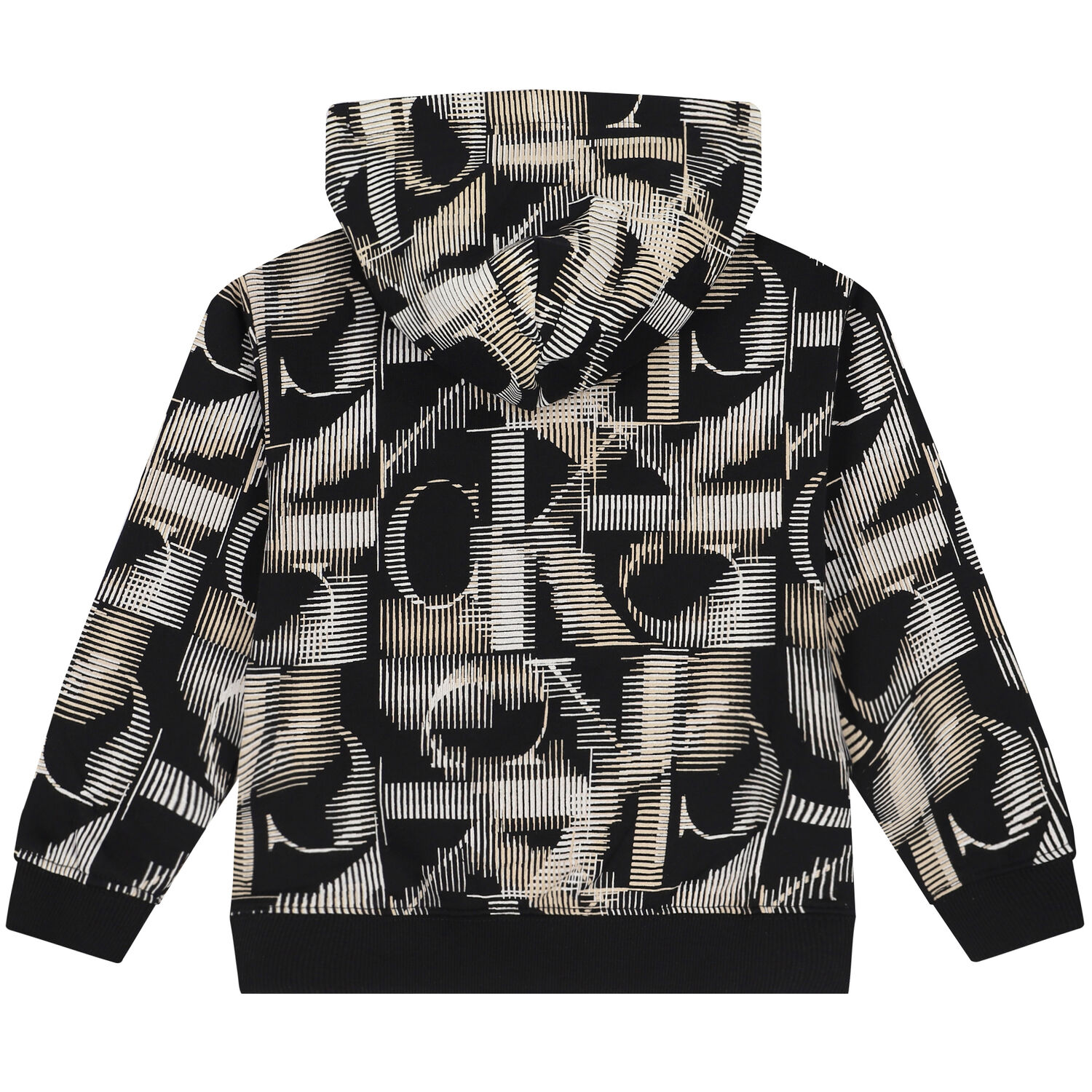 Boys Black Logo Hooded Top, 1, hi-res