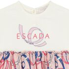 Younger Girls Ivory & Pink Ribbon Dress, 1, hi-res