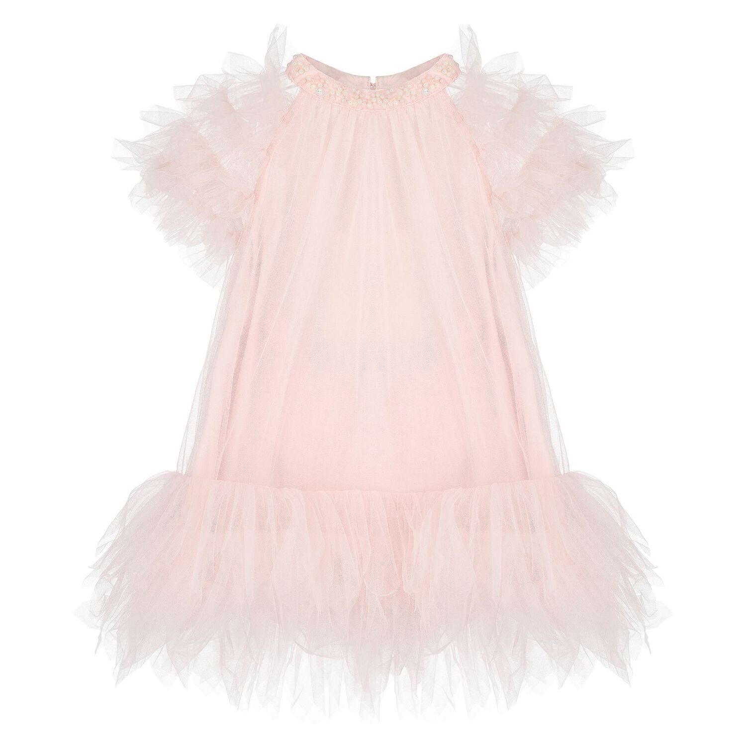 Baby Girls Pink Ruffled Tulle Dress Set, 1, hi-res image number null