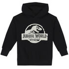Black Embroidered Jurassic Logo Hooded Top, 1, hi-res