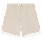 Boys Ivory & Beige Logo Shorts Set, 1, hi-res