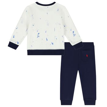 Baby Boys White & Navy Tracksuit