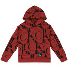 Boys Red Logo Hooded Top, 1, hi-res