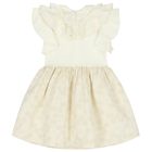 Girls White & Gold Floral Jacquard Dress, 1, hi-res