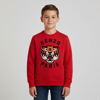Boys Red Tiger Logo Sweatshirt
