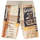 Boys Beige Logo Shorts, 1, hi-res