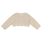 Baby Girls Beige Knitted Cardigan , 1, hi-res