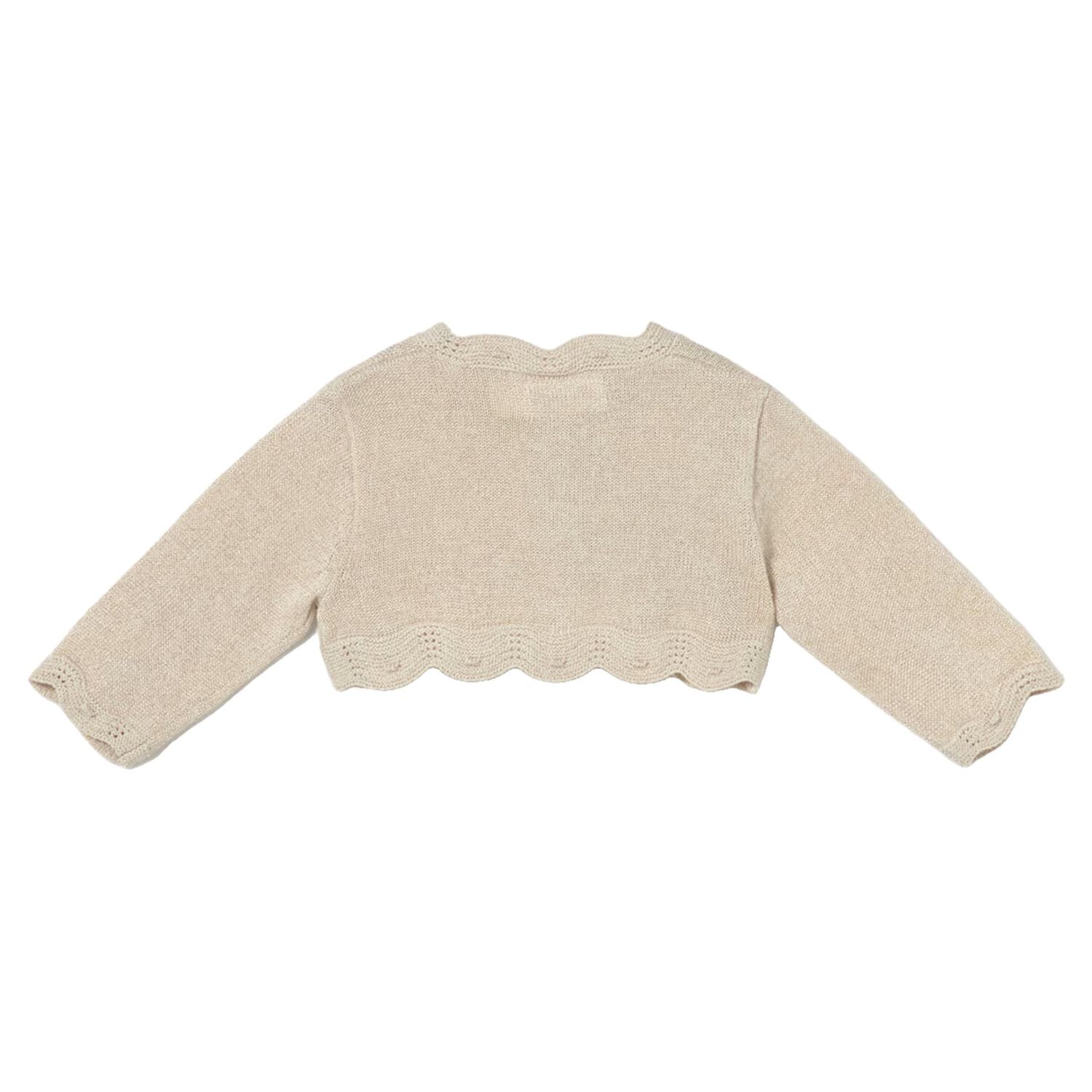 Baby Girls Beige Knitted Cardigan , 1, hi-res