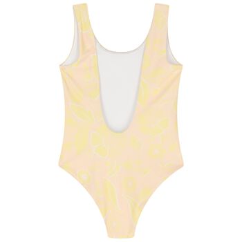Girls Pink & Yellow Floral Swimsuit
