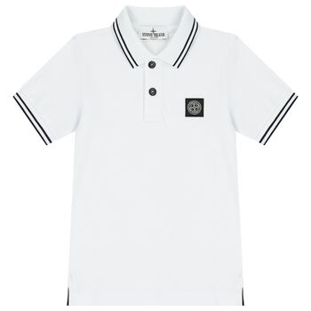 Boys White Logo Polo Shirt