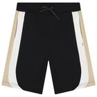 Boys Black Striped Shorts, 2, hi-res