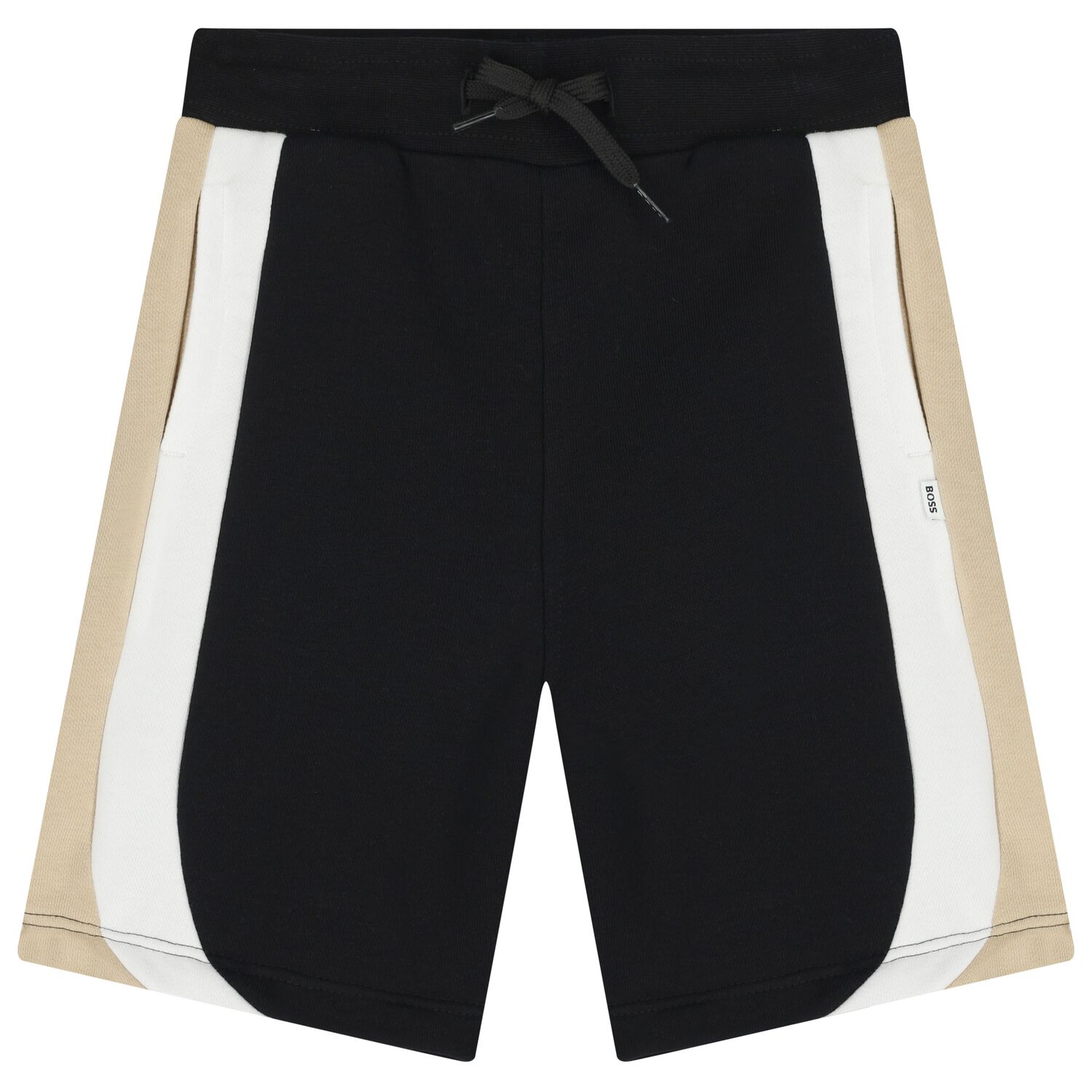 Boys Black Striped Shorts, 2, hi-res