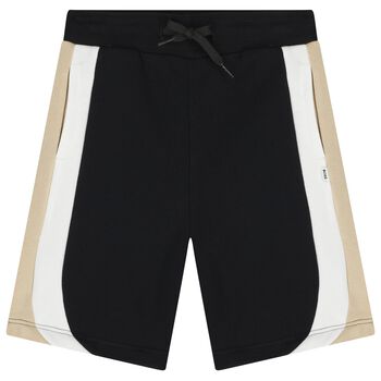 Boys Black Striped Shorts